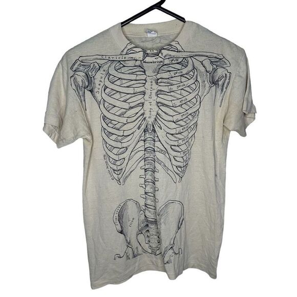 Vintage 70s Leslie Arwin Anatomy Skeleton T Shirt Medium - Picture 1 of 9